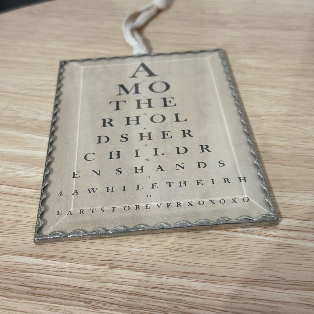 Eye Chart Wall Hanging With Mothers Love Message - Decorative